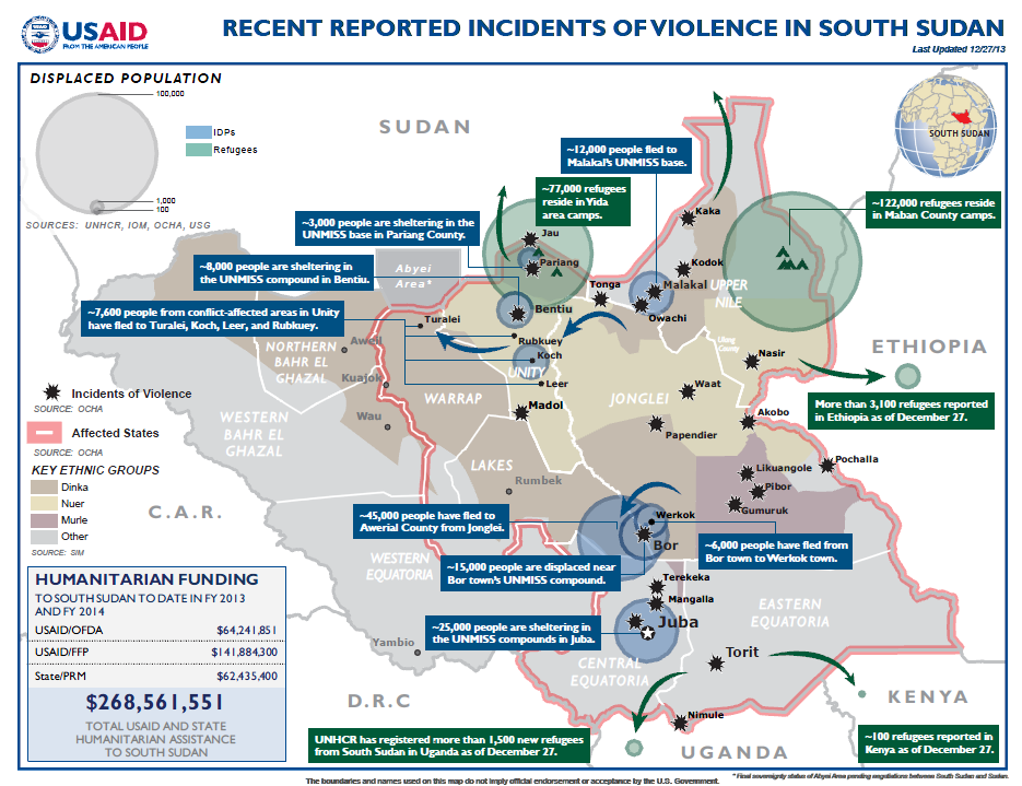 South Sudan Crisis Map,  July 11, 2014