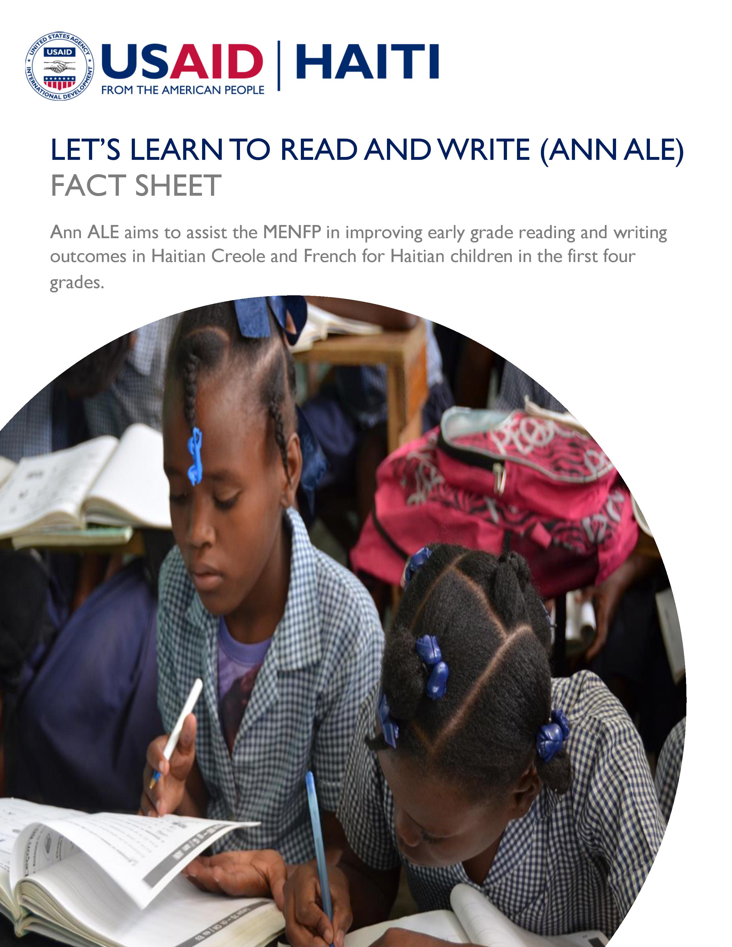 Let's Learn to Read and Write (Ann ALE) Fact Sheet