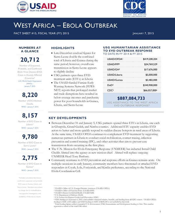 West Africa Ebola Factsheet #15, January 7, 2015