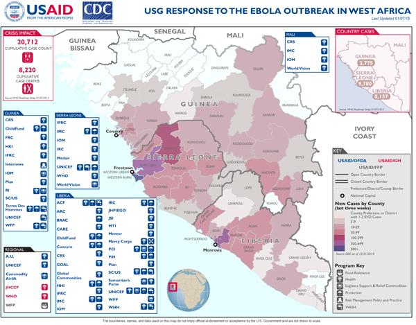 West Africa Ebola Map #15 January 7, 2015