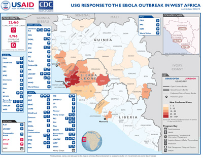West Africa Ebola Map #1 February 4, 2015