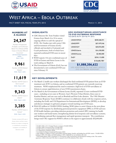 West Africa Ebola Outbreak Fact Sheet #25 (FY 15)