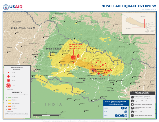 Nepal Earthquake Map - April 25, 2015