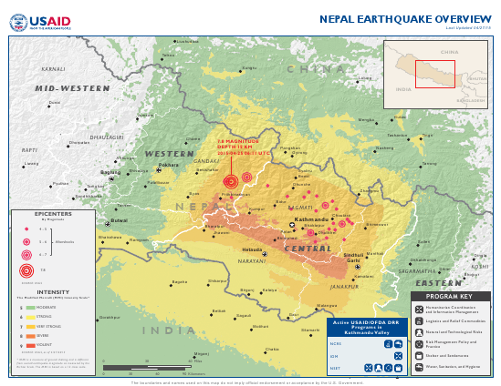 Nepal Earthquake Map - April 27, 2015
