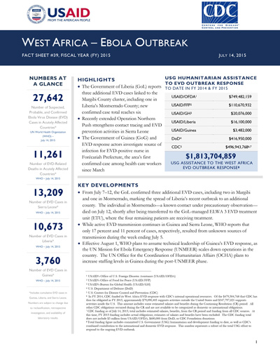 West Africa - Ebola Outbreak Fact Sheet #40 (FY 15)