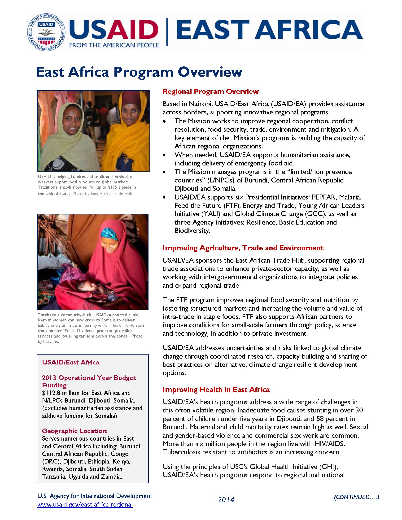 East Africa Program Overview 2014