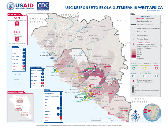 USG West Africa Ebola Outbreak Program Map - Oct 1, 2014