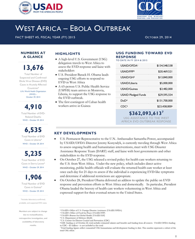 West Africa - Ebola Outbreak - Fact Sheet #5 (FY 15)