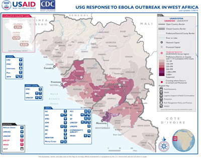 USG West Africa Ebola Outbreak Program Map - Nov 5, 2014