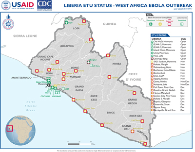 USG West Africa Ebola Outbreak - Liberia ETU Status Map - Nov. 7, 2014