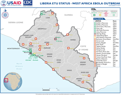 USG West Africa Ebola Outbreak - Liberia ETU Status Map - Nov. 14, 2014