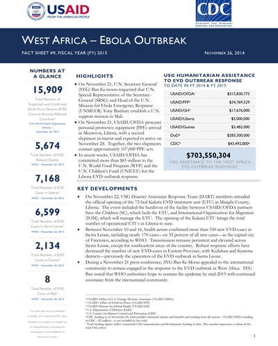 West Africa - Ebola Outbreak - Fact Sheet #9 (FY 15)