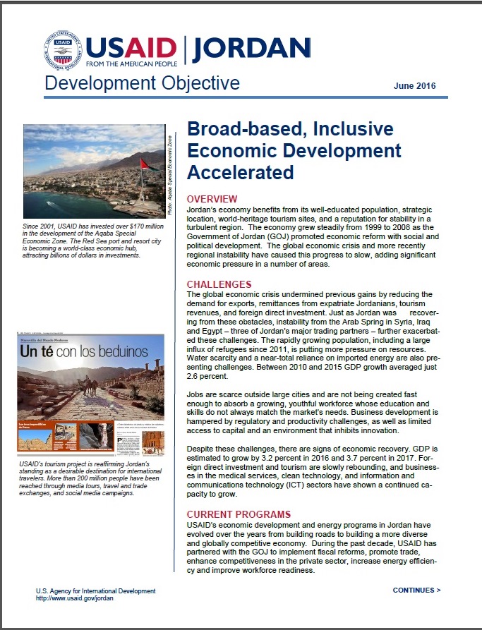 USAID/Jordan Economic Development & Energy Fact Sheet