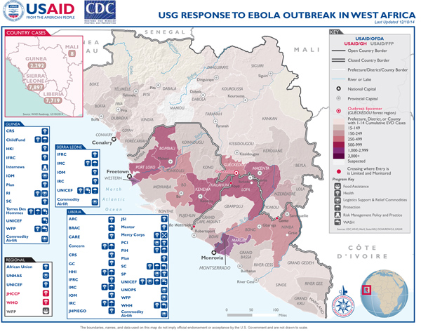 USG West Africa Ebola Outbreak Program Map - Dec 10, 2014