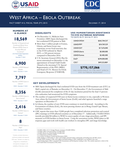 West Africa - Ebola Outbreak - Fact Sheet #12 (FY 15)