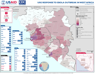 West Africa Ebola Map #14, December 31, 2014