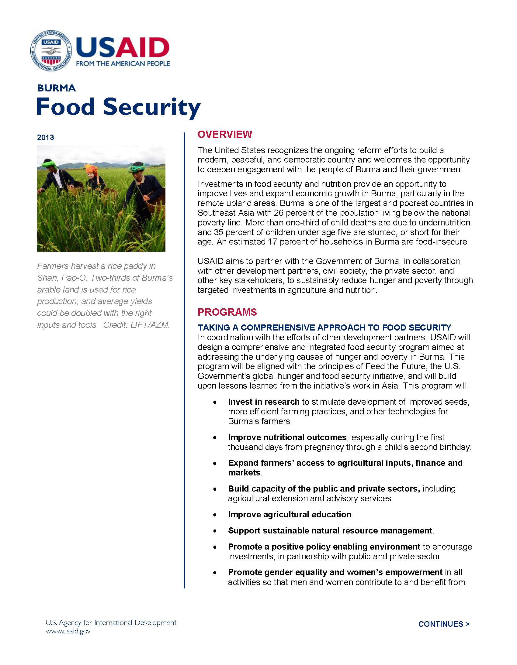 Burma Food Security Fact Sheet