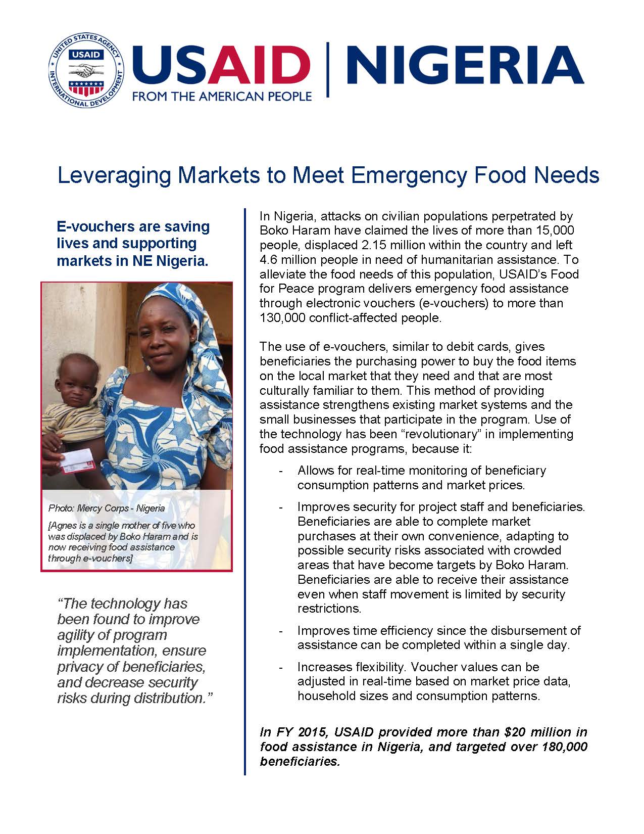 Nigeria - Leveraging Markets to Meet Emergency Food Needs