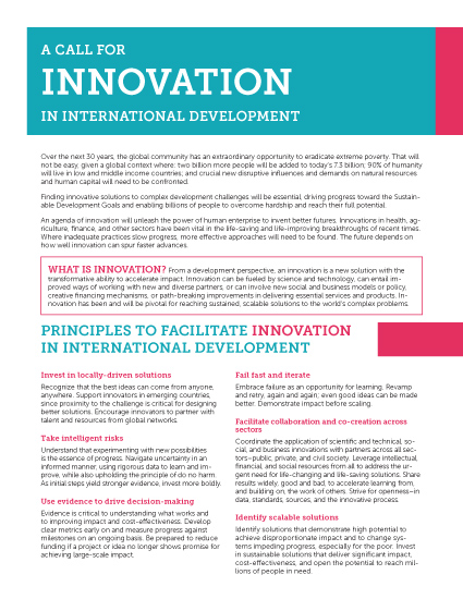 A Call For Innovation in International Development