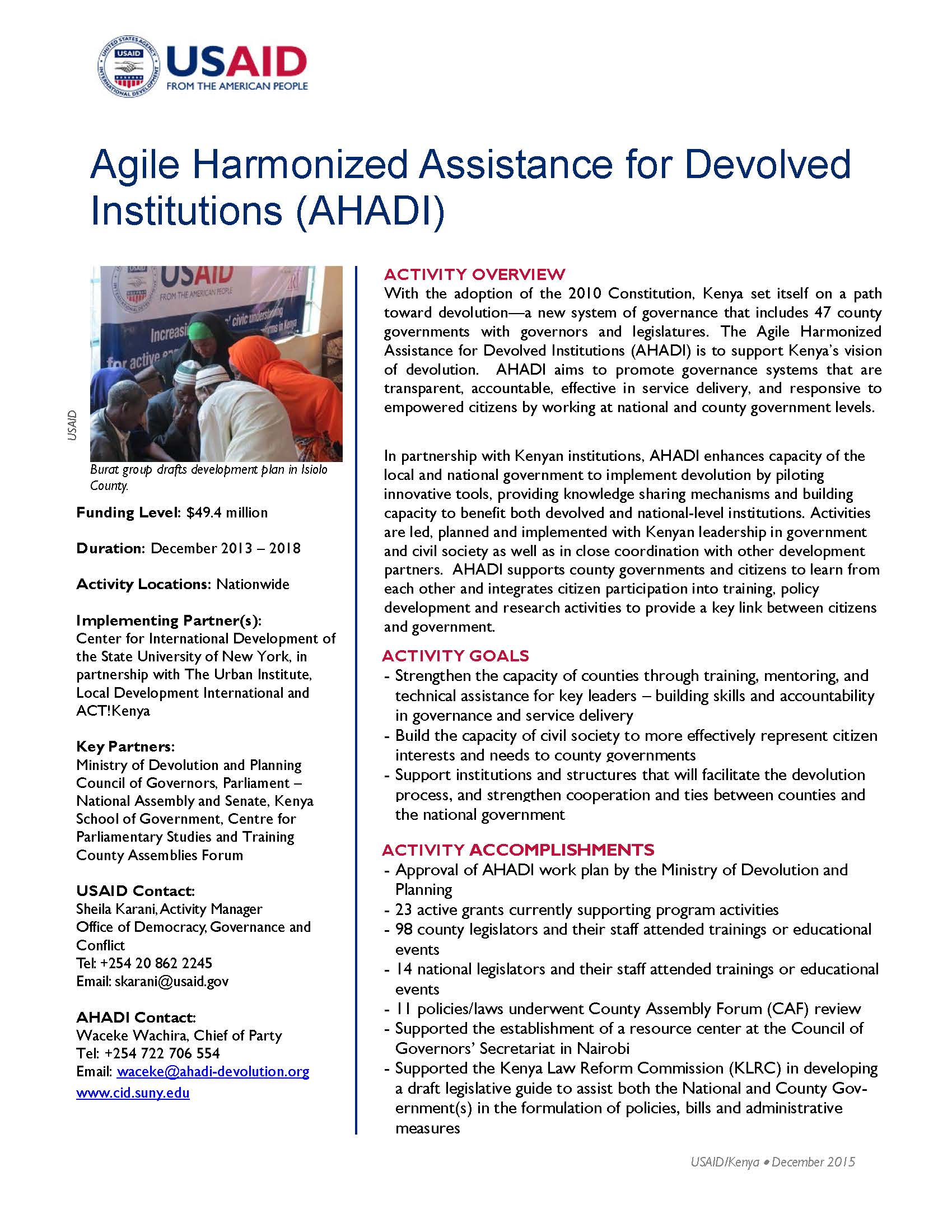 Agile Harmonized Assistance for Devolved Institutions (AHADI)