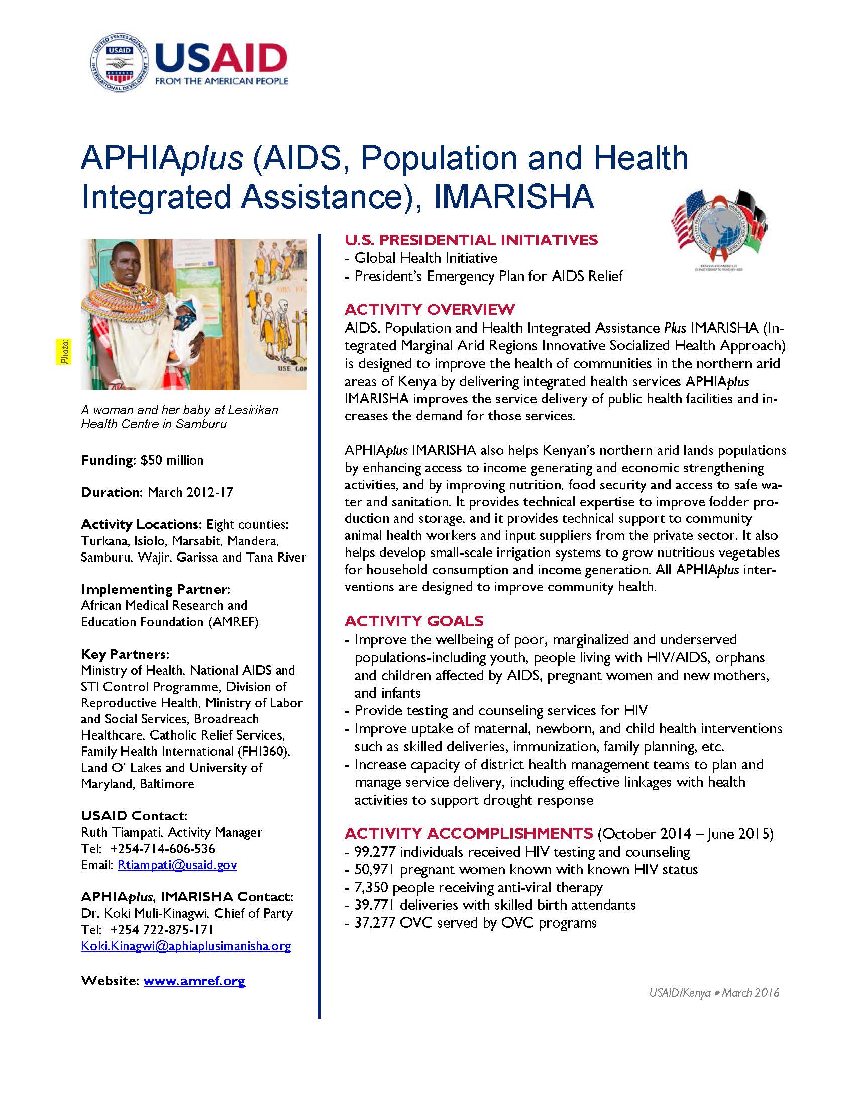 APHIAplus (AIDS, Population and Health Integrated Assistance), IMARISHA