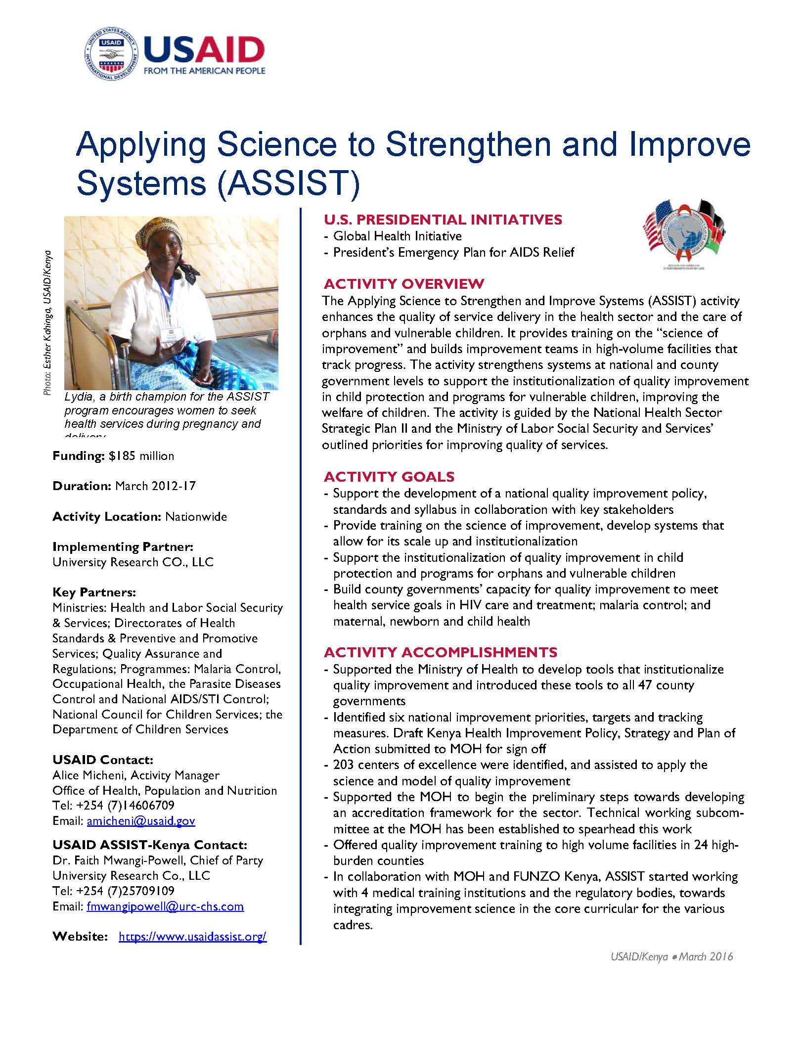 Applying Science to Strengthen and Improve Systems (ASSIST)