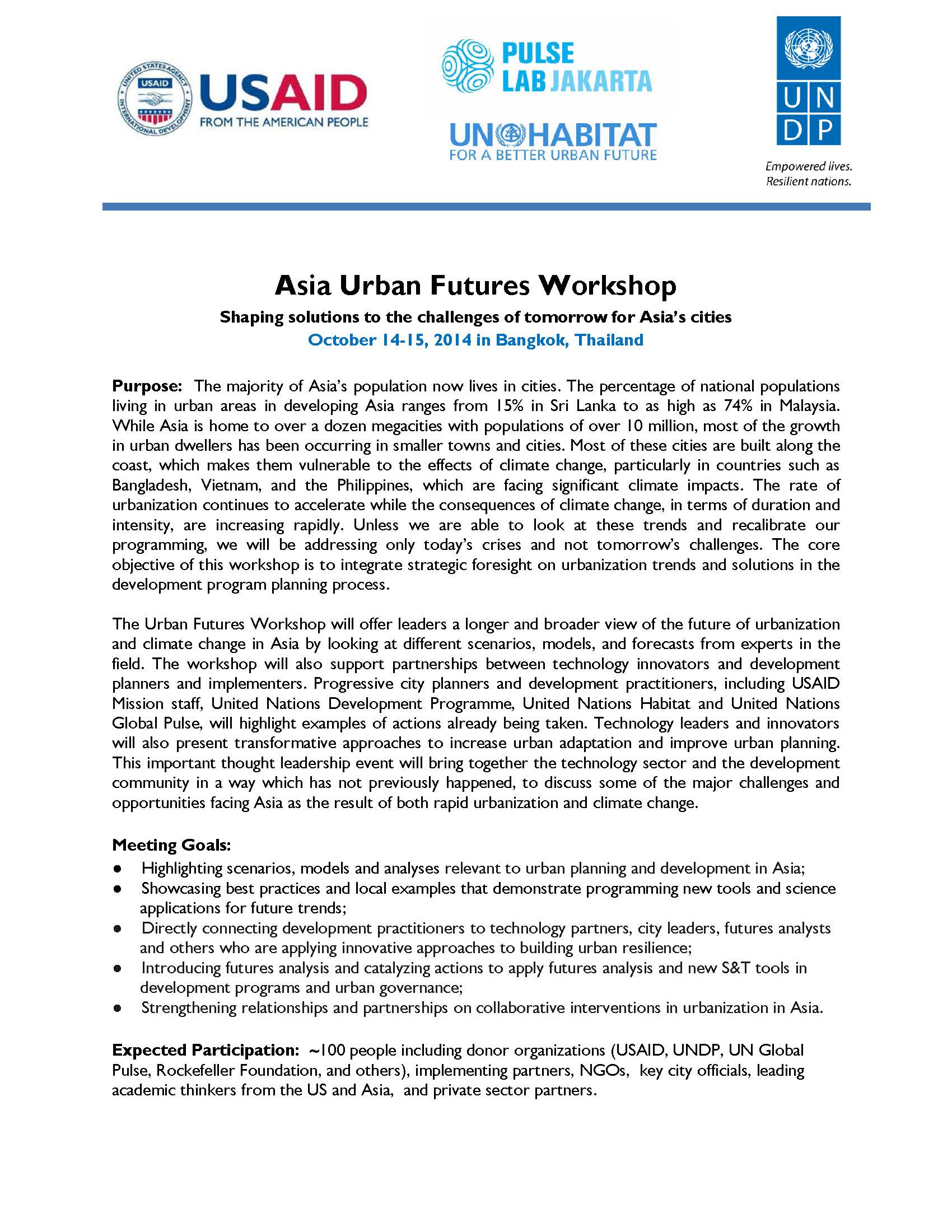 Agenda - Asia Urban Futures Workshop