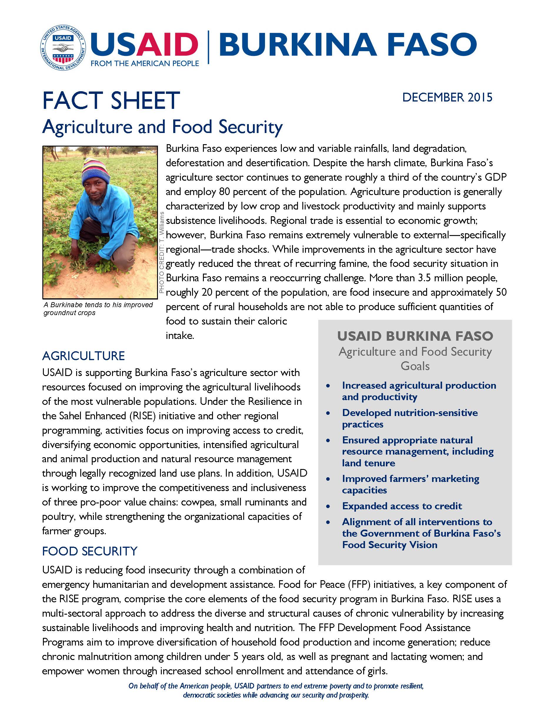 Burkina Faso Food Security Fact Sheet