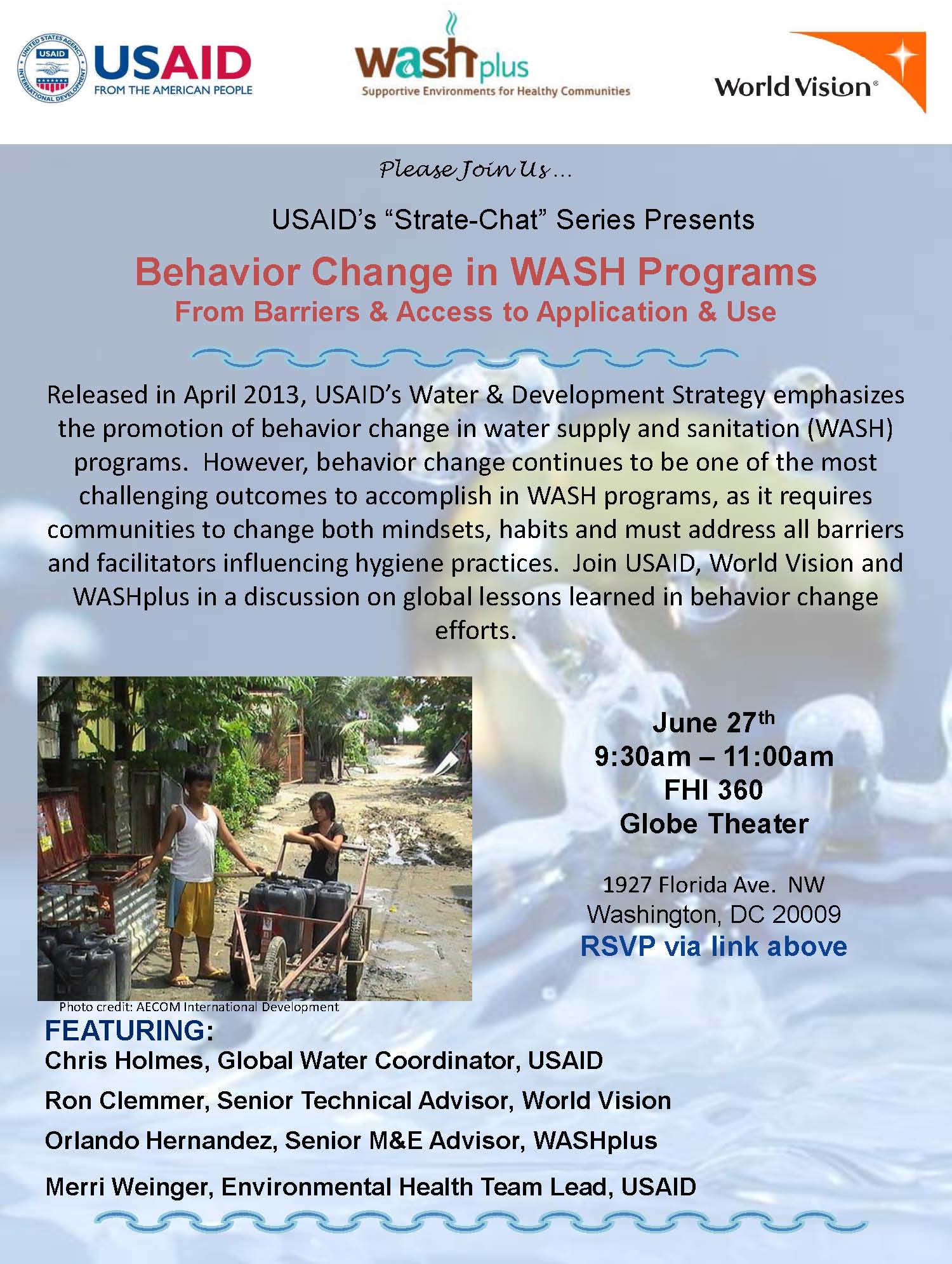 Invitation from the Behavior Change in WASH Programs: From Barriers & Access to Application & Use learning event.