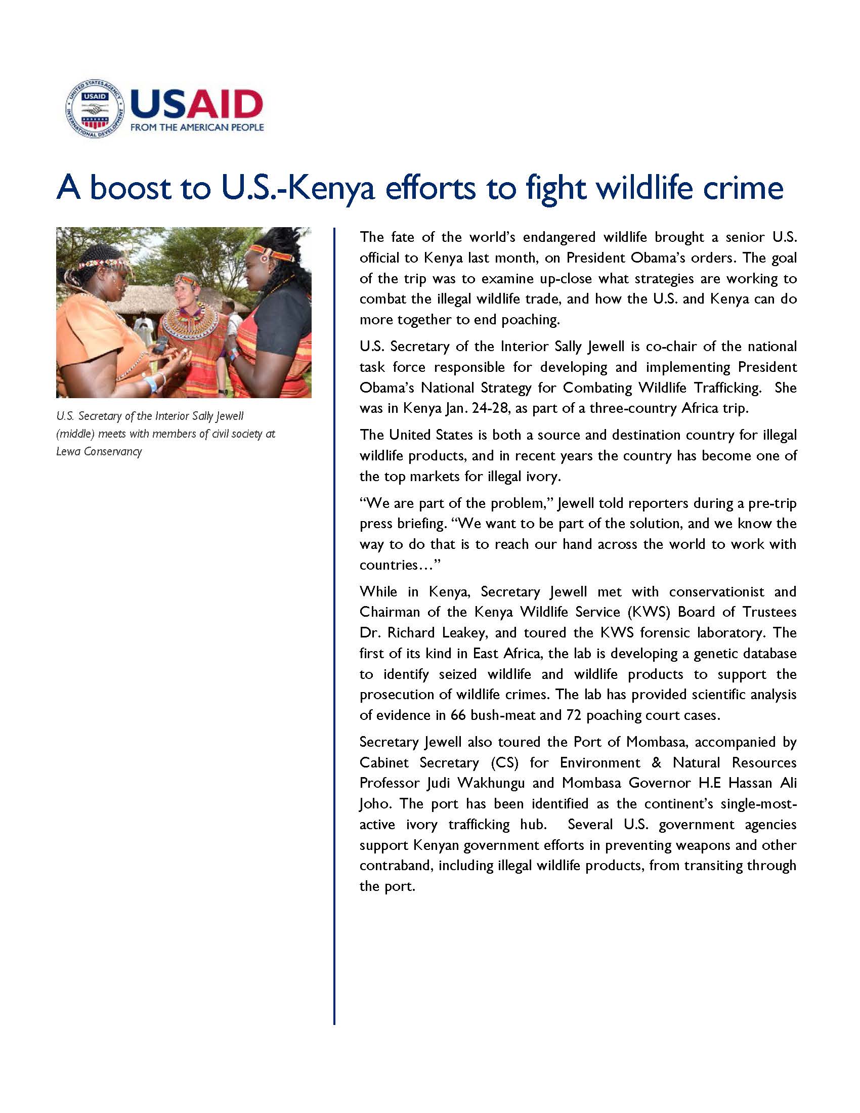 A boost to U.S.-Kenya efforts to fight wildlife crime