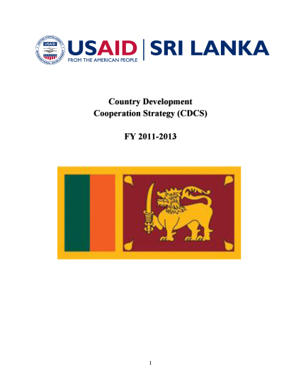 Sri Lanka Country Development Cooperation Strategy (CDCS) FY 2011-2013