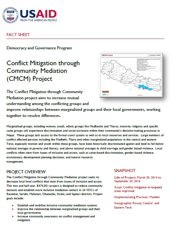 Conflict Mitigation through Community Mediation (CMCM) Project
