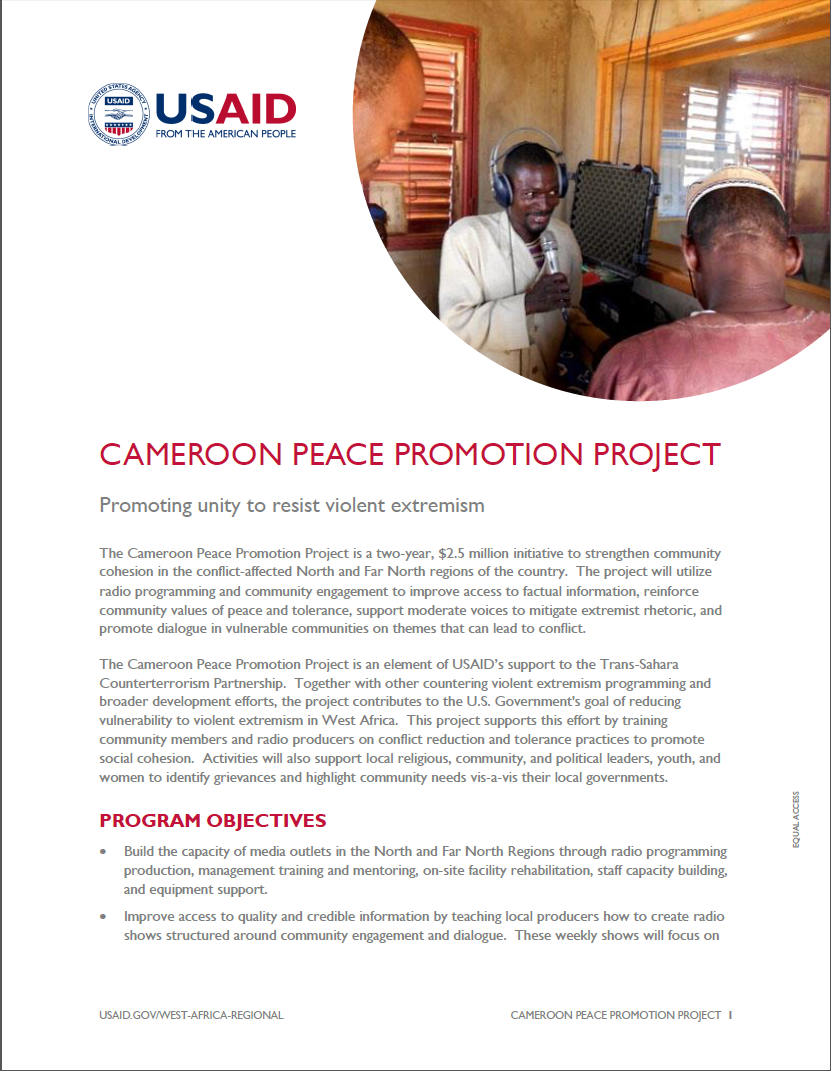 Click here to download the Cameroon Peace Promotion Project Fact Sheet