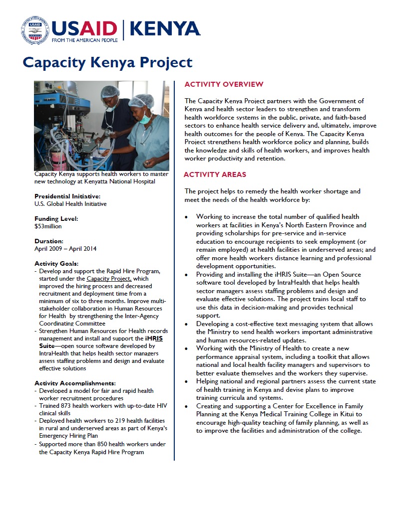 Capacity Kenya Fact Sheet_February 2014