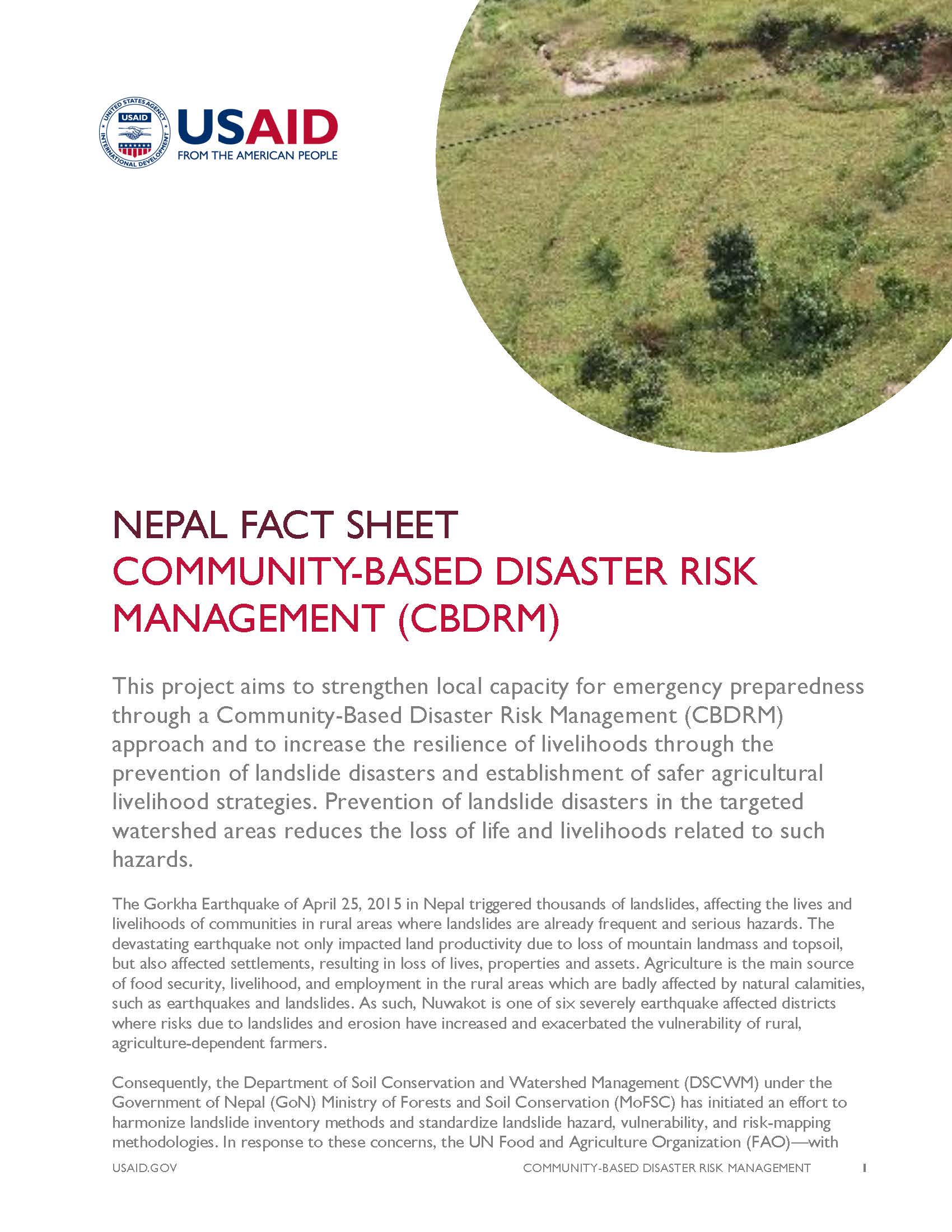 Fact Sheet:COMMUNITY-BASED DISASTER RISK MANAGEMENT (CBDRM)
