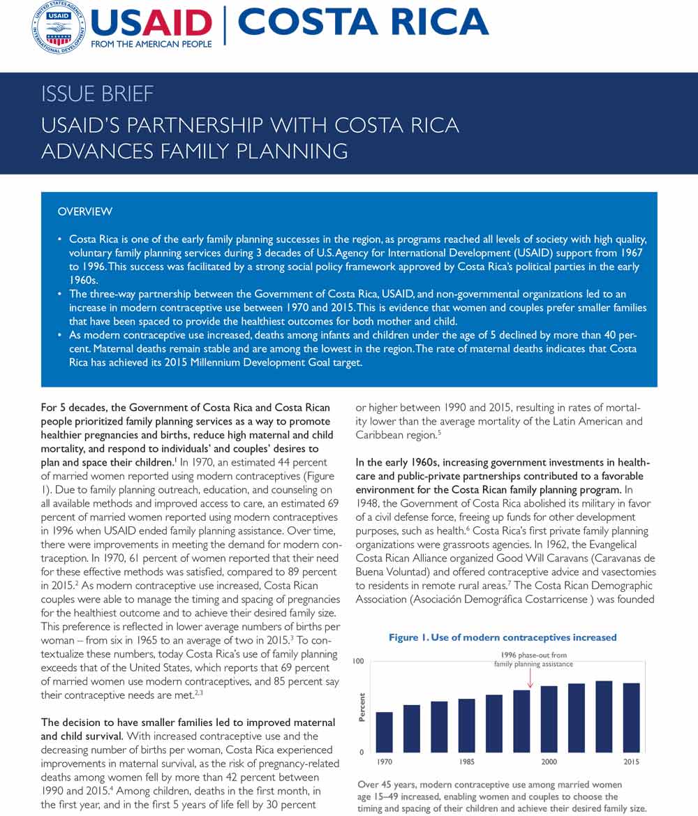 Issue Brief: USAID's Partnership with Costa Rica Advances Family Planning