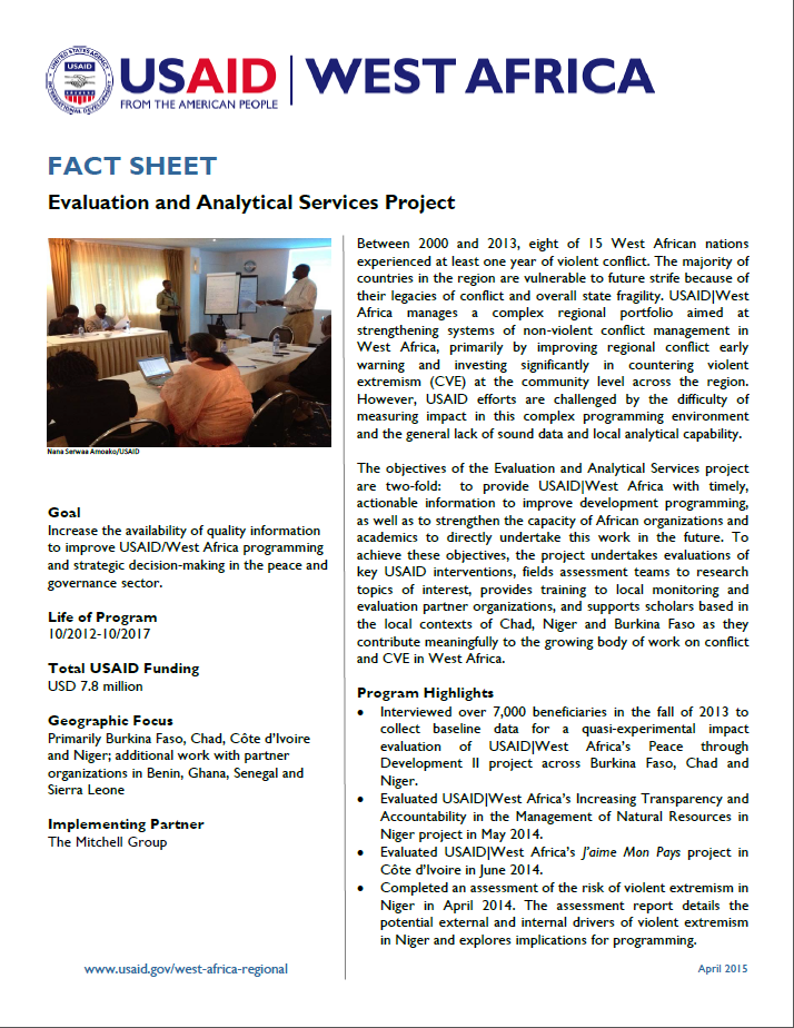 Fact Sheet on the Evaluation and Analytical Services Project