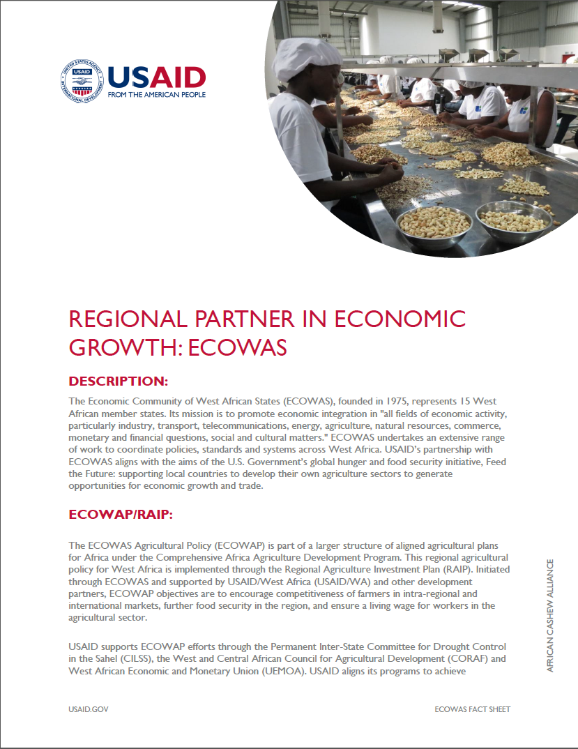 Click here to download the Fact Sheet on Regional Economic Growth Partner: ECOWAS