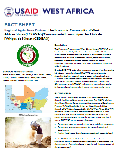 Click here to download the Regional Agriculture Partner:ECOWAS Fact Sheet