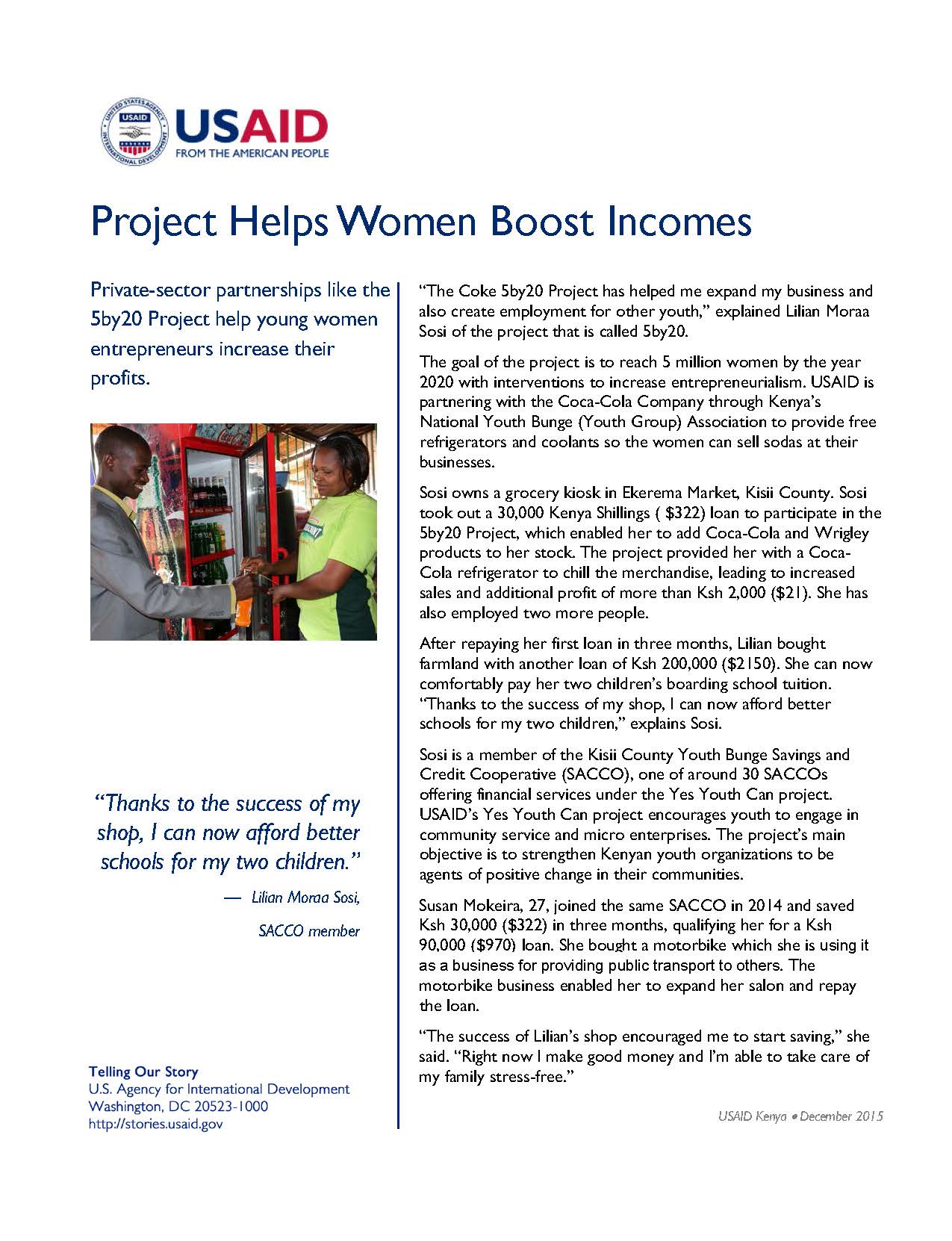 Project Helps Women Boost Incomes