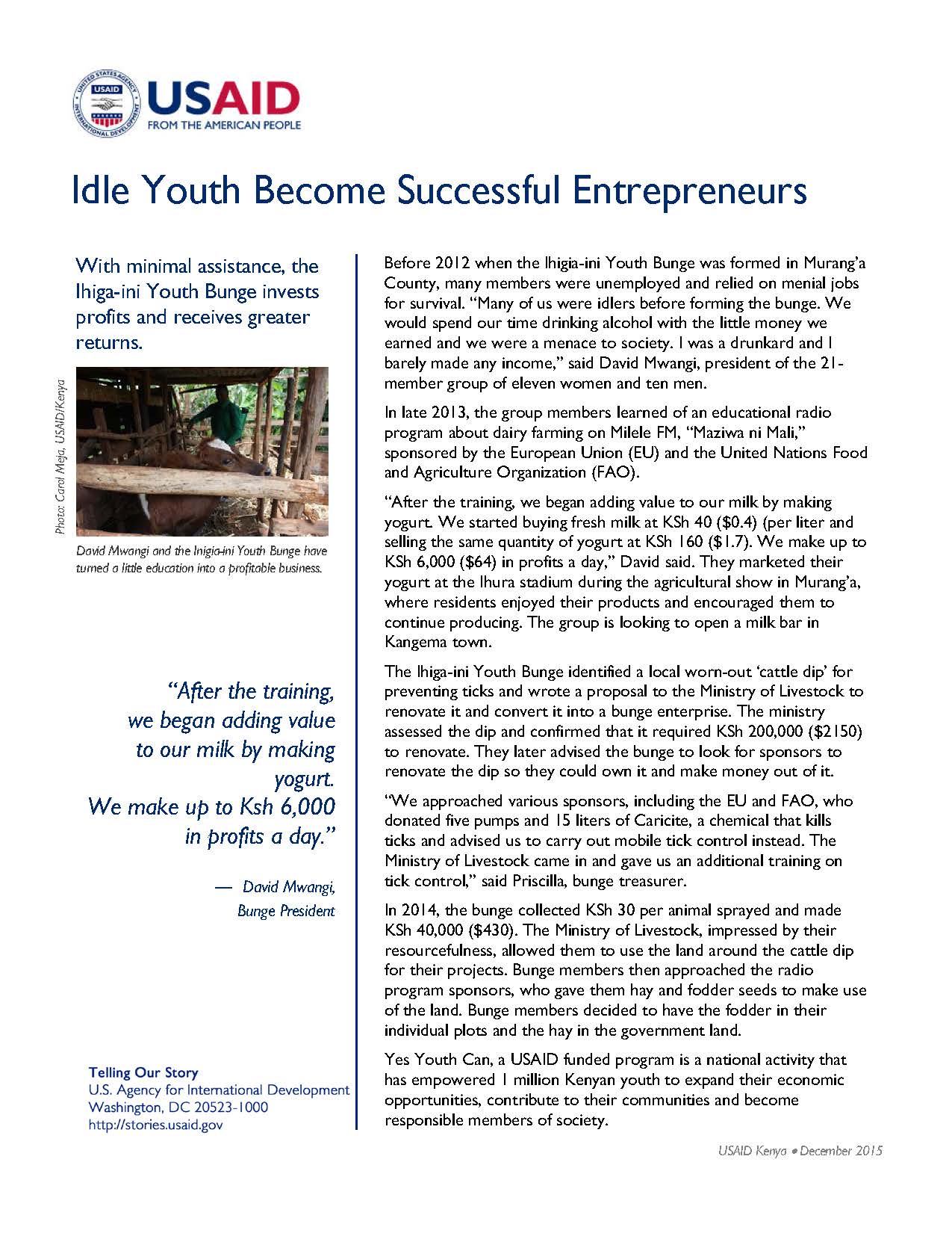 Idle Youth Become Successful Entrepreneurs 