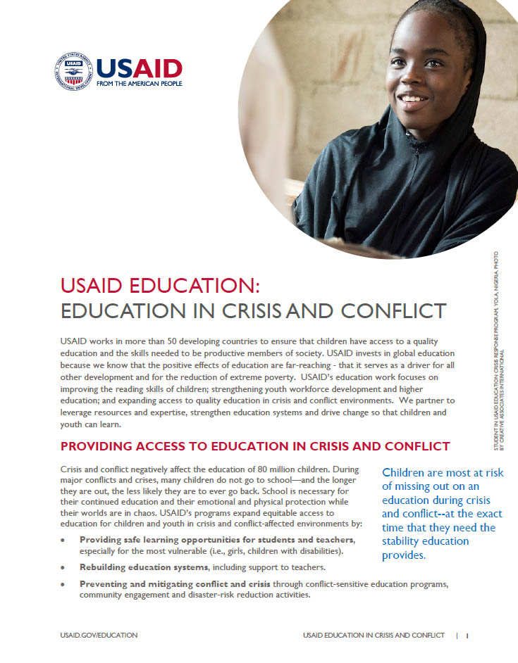 USAID Education: Education In Crisis And Conflict Fact Sheet
