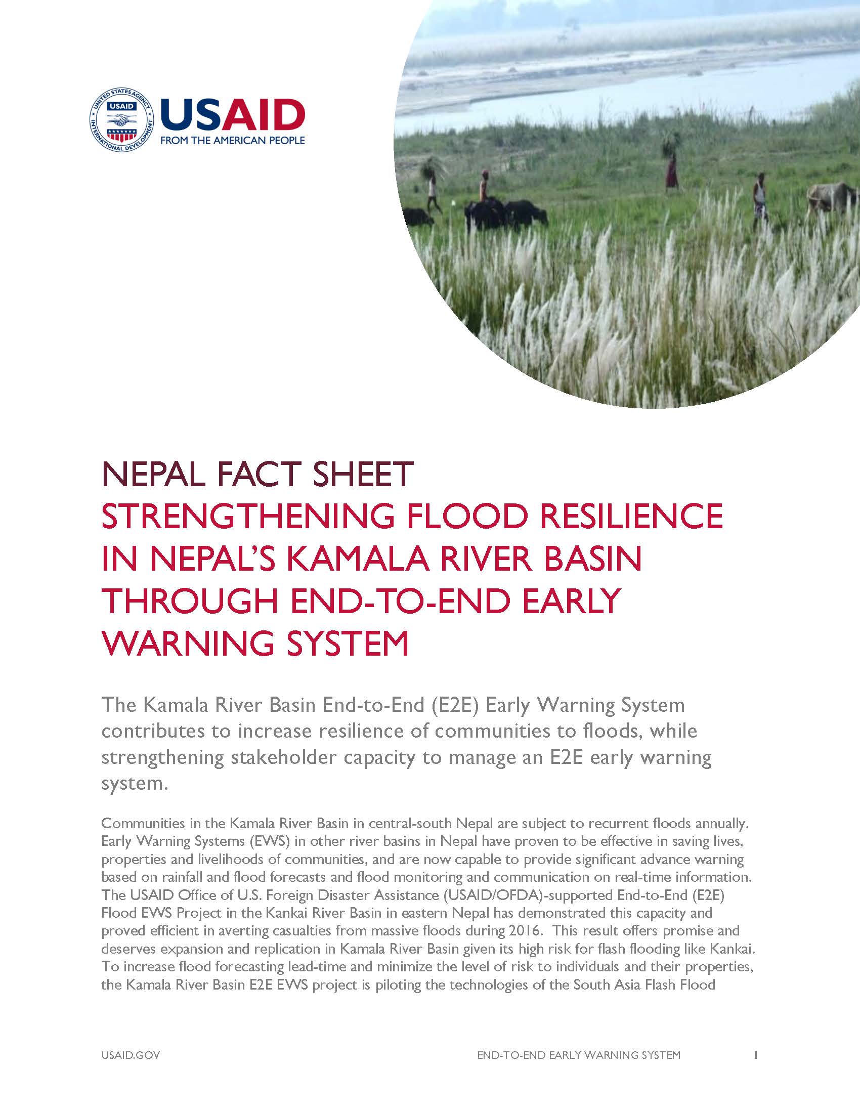 Fact Sheet: STRENGTHENING FLOOD RESILIENCE IN NEPAL’S KAMALA RIVER BASIN THROUGH END-TO-END EARLY WARNING SYSTEM