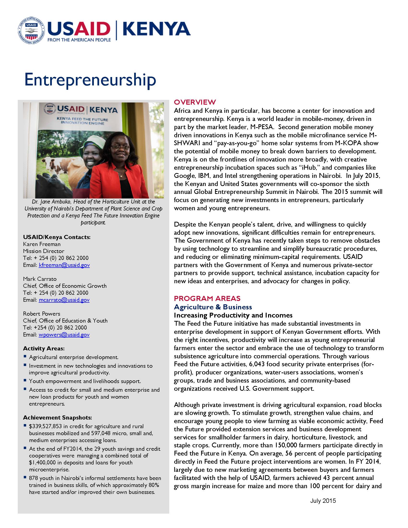 Entrepreneurship Fact Sheet