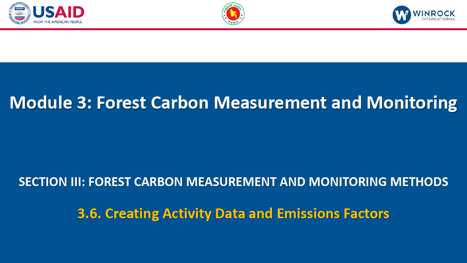 3.6. Creating Activity Data and Emissions Factors