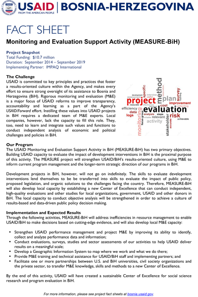 FACT SHEET: Monitoring and Evaluation Support Activity (MEASURE-BiH)