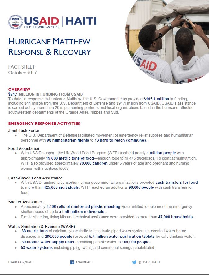 One Year Later- Hurricane Matthew Response & Recovery