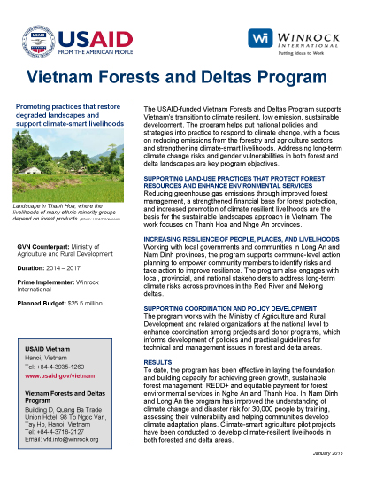 Vietnam Forests and Deltas Program - January 2016