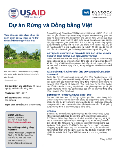 Dự án Rừng và Đồng bằng Việt - Tháng 1/2016