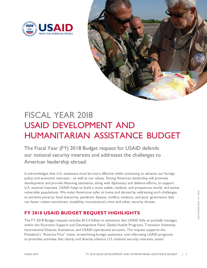 Fiscal Year 2018 USAID Development and Humanitarian Assistance Budget